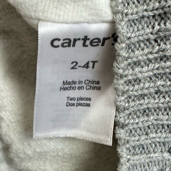 Carter's Knit Winter Beanie Hat Pom Heart Print Ear Flaps Toddler Girls 2T 3T 4T - Picture 4 of 6